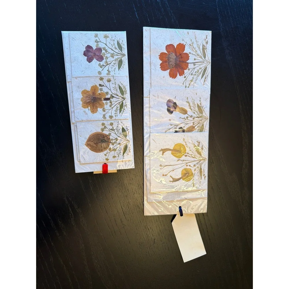 Auroville Shradhanjali Pushpanjali Cards Envelopes Pressed Flowers Set 6 Lot of2